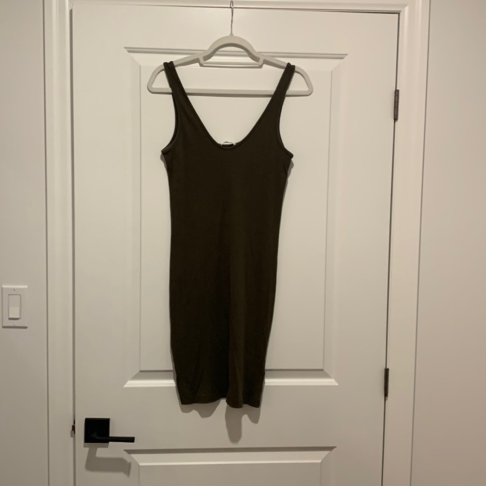 Olive green rib knit HM dress